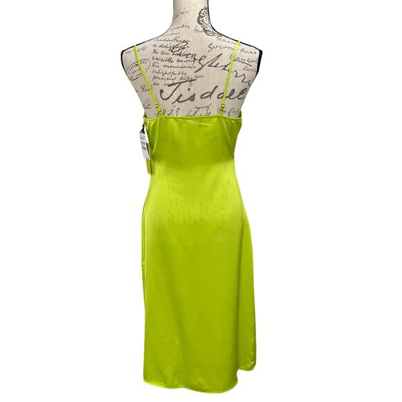 NEW Lime Green BP Nordstrom x Wildfang Slip Dress Spaghetti Strap Side Slit - Picture 5 of 10